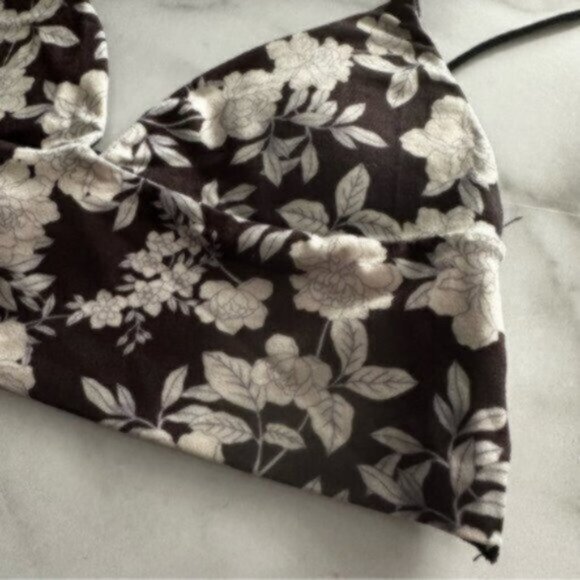 Me to We Black & White Pacsun Bralette Mesh Floral Padding Bra Top Size Small - Picture 5 of 5